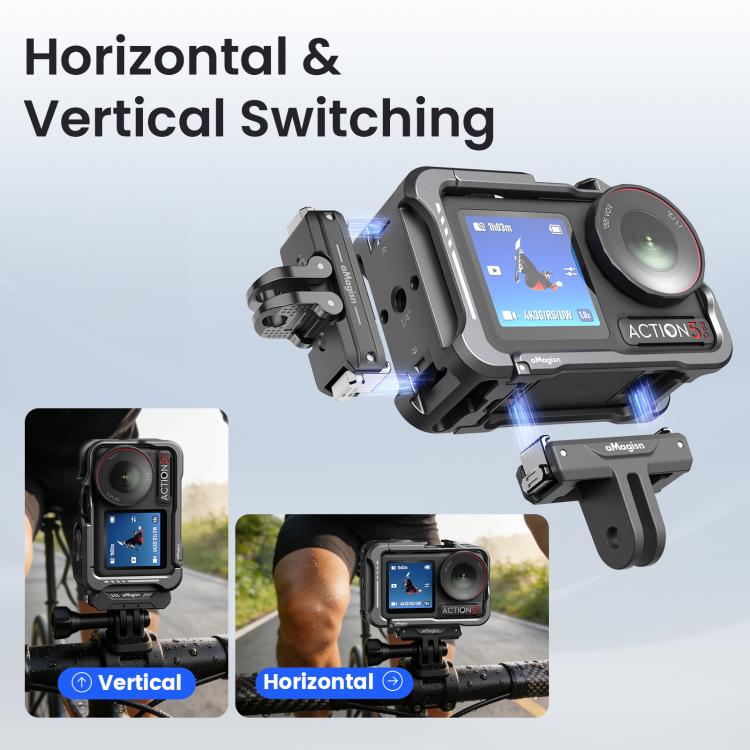 Gabbia protettiva in metallo aMaginsn 2.0 a sgancio rapido per fotocamera DJI OSMO Action 5 Pro /4/3 con copriobiettivo in silicone., Action 5 Pro /4/3 Metal Cage
