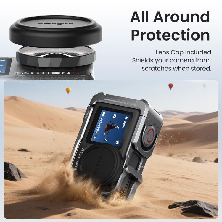 Gabbia protettiva in metallo aMaginsn 2.0 a sgancio rapido per fotocamera DJI OSMO Action 5 Pro /4/3 con copriobiettivo in silicone., Action 5 Pro /4/3 Metal Cage