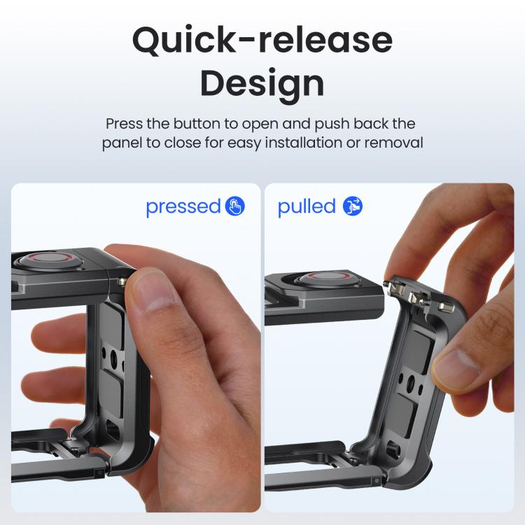 Gabbia protettiva in metallo aMaginsn 2.0 a sgancio rapido per fotocamera DJI OSMO Action 5 Pro /4/3 con copriobiettivo in silicone., Action 5 Pro /4/3 Metal Cage