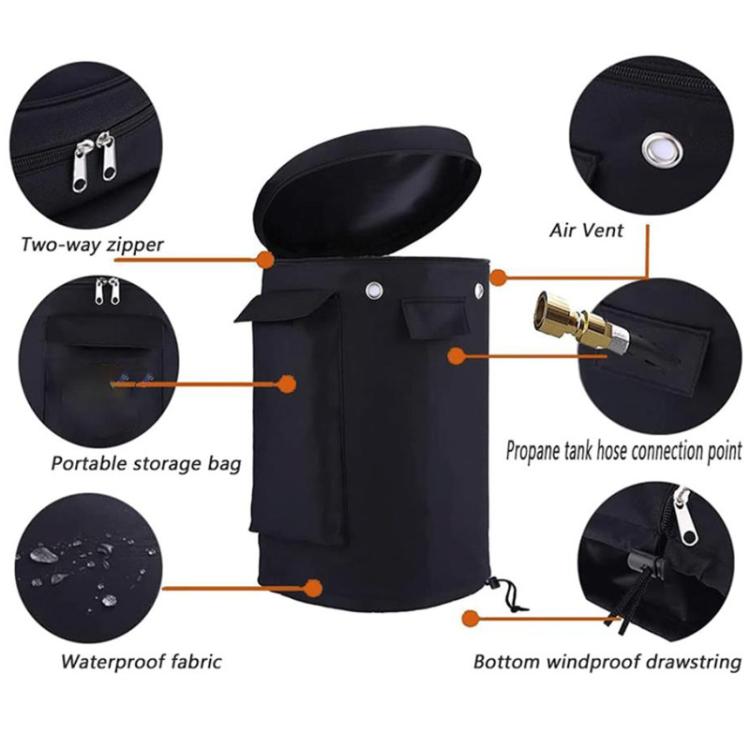 Copertura impermeabile e antipolvere per bombola di propano, borsa protettiva ventilata per bombola di gas., Small, Large