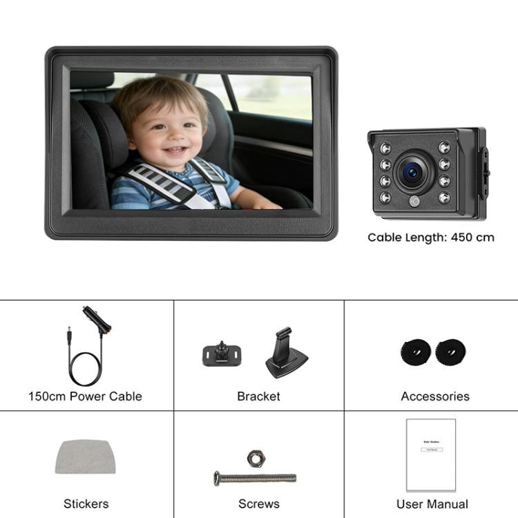 Monitor per passeggino posteriore con schermo IPS 4,3" 480p