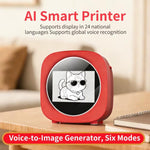 Stampante termica AI con generazione di immagini tramite riconoscimento vocale, 6 modalità creative e schermo HD da 2,4 pollici per bambini.