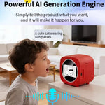 Stampante termica AI con generazione di immagini tramite riconoscimento vocale, 6 modalità creative e schermo HD da 2,4 pollici per bambini.