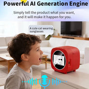 Stampante termica AI con generazione di immagini tramite riconoscimento vocale, 6 modalità creative e schermo HD da 2,4 pollici per bambini.
