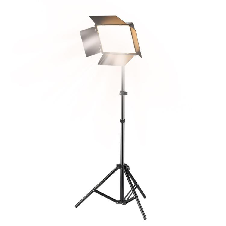 Pannello LED piatto quadrato da 10 pollici (2700K-6500K) con alette a 4 battenti e treppiede da 2,1 m per studio fotografico/video., US Plug