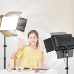 Pannello LED piatto quadrato da 10 pollici (2700K-6500K) con alette a 4 battenti e treppiede da 2,1 m per studio fotografico/video., US Plug