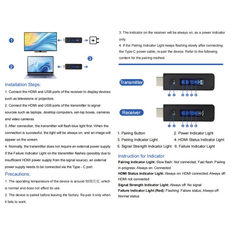 Trasmettitore HDMI wireless 2 in 1 portata 60 m 1080p 60Hz