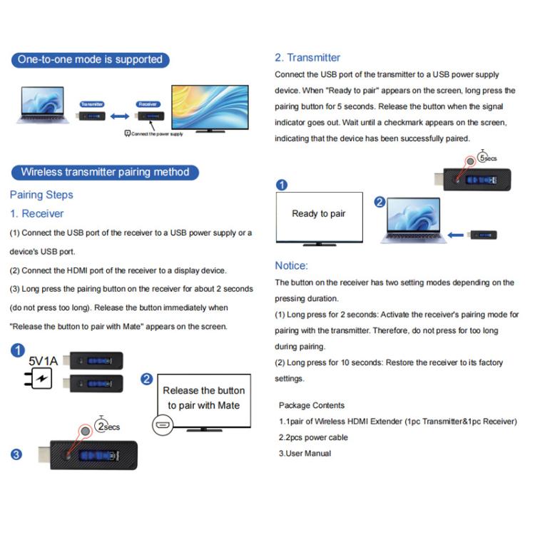 Trasmettitore HDMI wireless 2 in 1 portata 60 m 1080p 60Hz