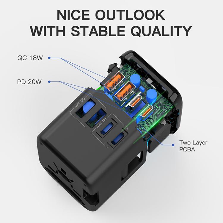 Caricabatterie da viaggio PD 20W GaN 4 porte USB Type-C