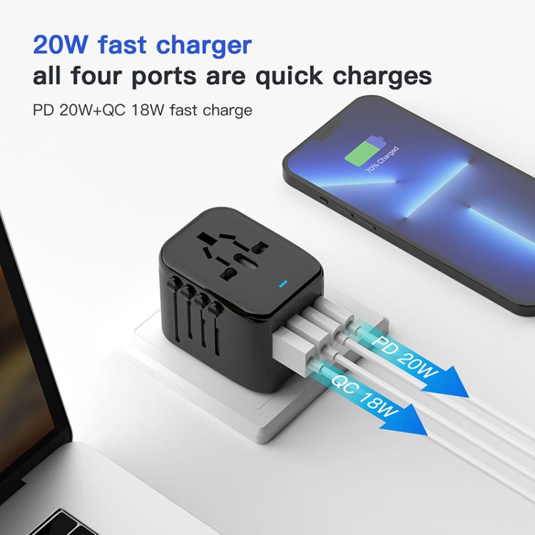 Caricabatterie da viaggio PD 20W GaN 4 porte USB Type-C