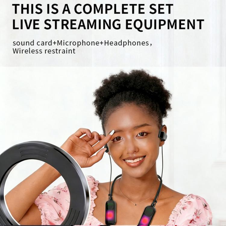 Cuffie multifunzione per trasmissioni in diretta con scheda audio e microfono wireless da collo., G10T