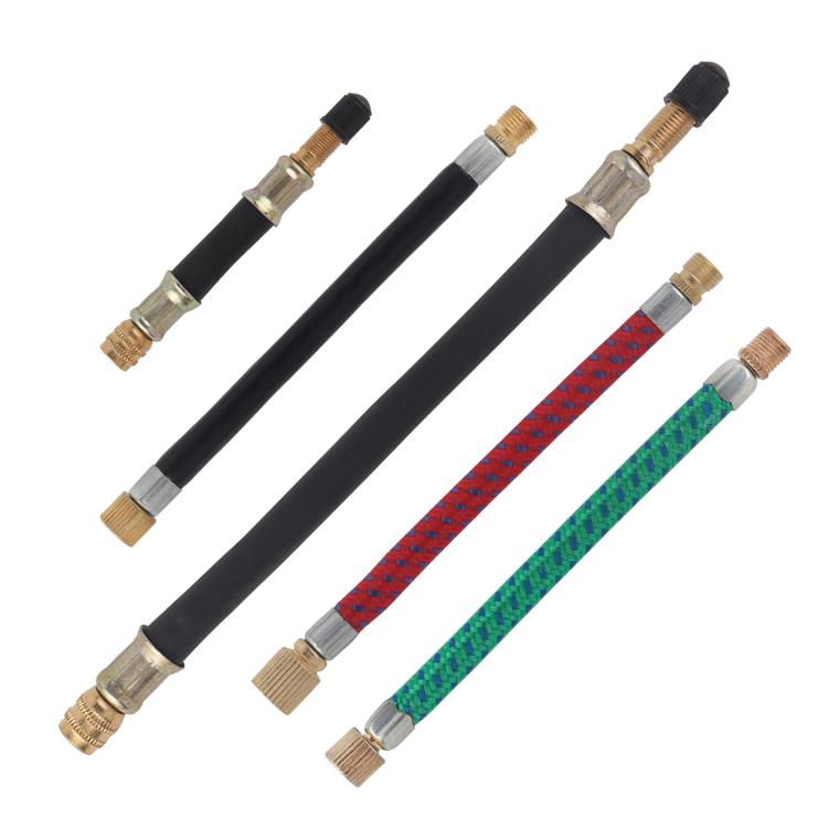 10 pezzi Tubo flessibile di prolunga in gomma per pompa da bicicletta con bocca US, Black 10cm, Black 12cm, Red 12.5cm, Green 12.5cm, Black 19cm