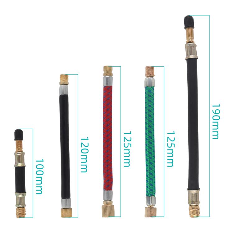 10 pezzi Tubo flessibile di prolunga in gomma per pompa da bicicletta con bocca US, Black 10cm, Black 12cm, Red 12.5cm, Green 12.5cm, Black 19cm