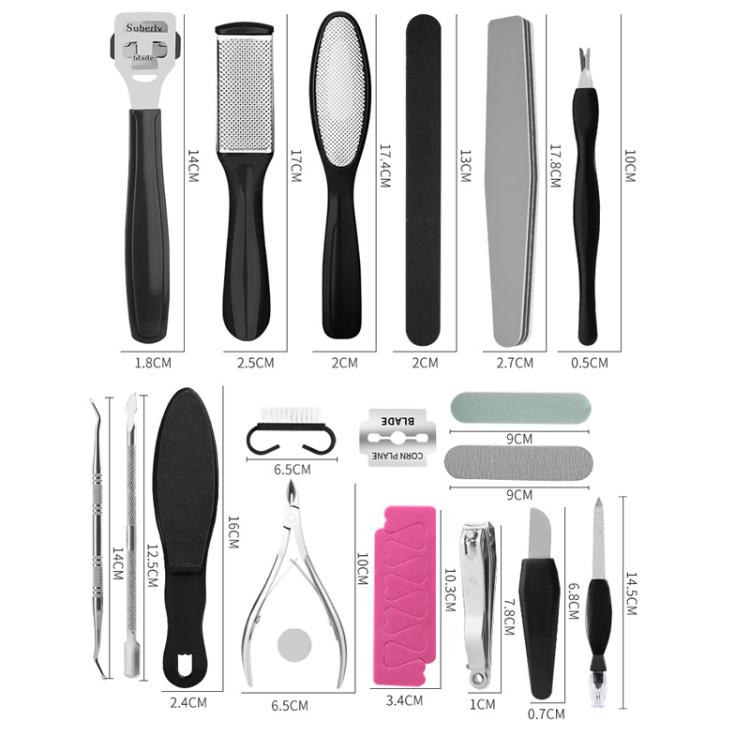 Kit per la cura dei piedi per la rimozione di calli e pelle morta. Set completo per pedicure., 17 In 1, 20 In 1, 23 In 1, 27 In 1