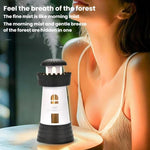 Umidificatore mini compatto a forma di faro da 290 ml, diffusore di nebulizzazione silenzioso per la casa.