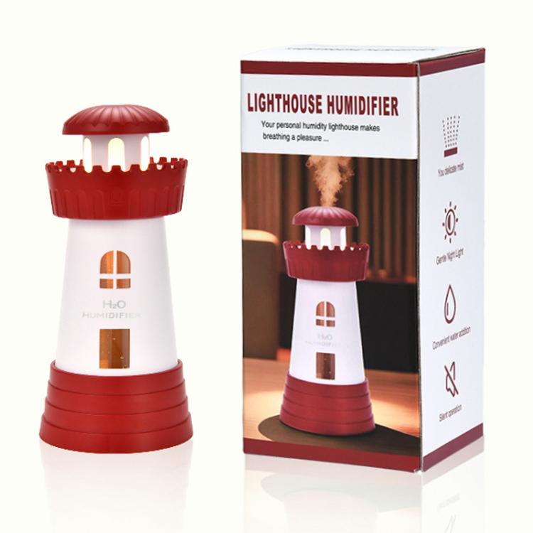 Umidificatore mini compatto a forma di faro da 290 ml, diffusore di nebulizzazione silenzioso per la casa.