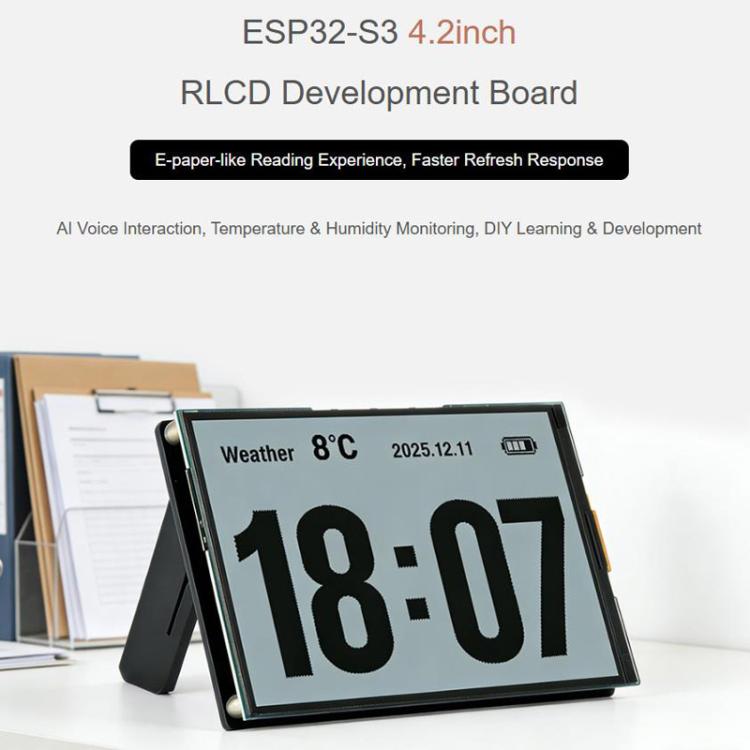 ESP32-S3 4.2 Inch RLCD Full Reflective Display Development Board Supports Wi-Fi & BLE Dual-Mode Communication Without Battery, 33507