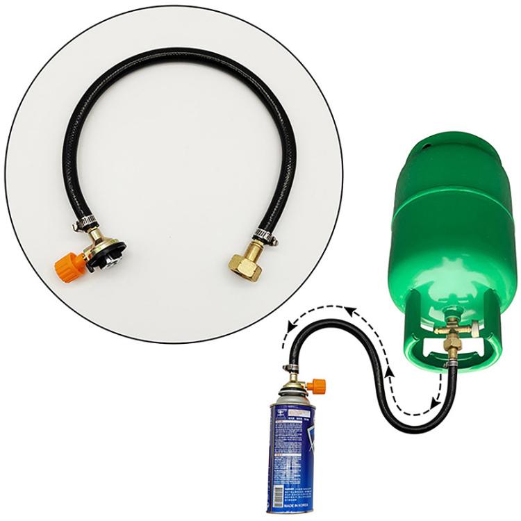 Bomboletta di gas lunga per esterni, tipo cartuccia, con valvola di gonfiaggio integrata a connessione diretta.