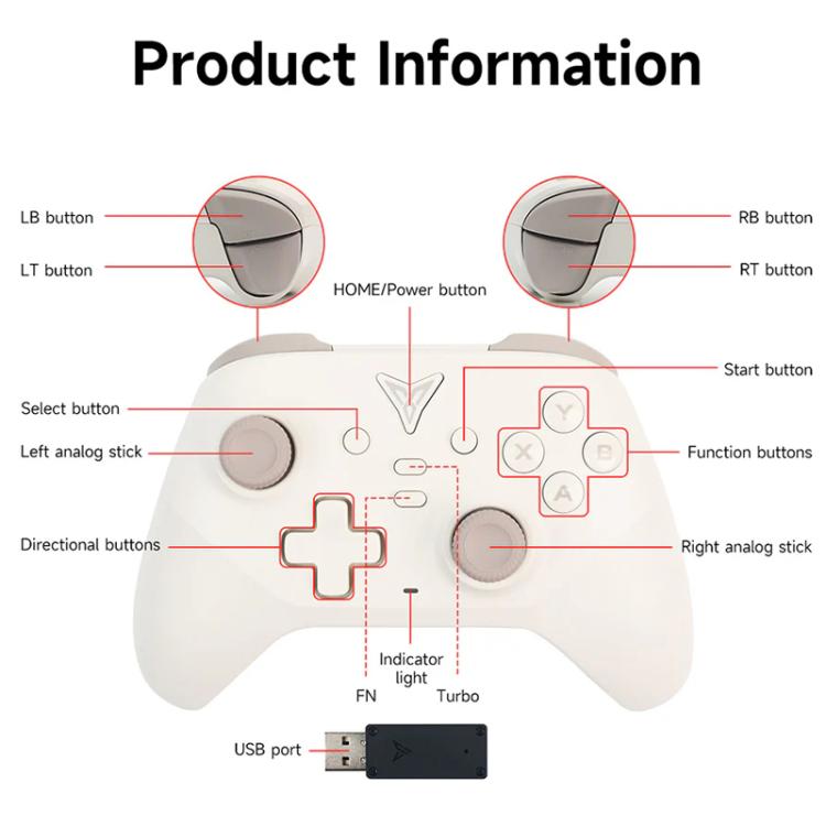 Gamepad wireless YAHBOOM Tri-Mode compatibile ROS e PC