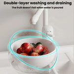 Cestello a doppio strato per lavare e scolare frutta e verdura, ideale per la cucina domestica e per scolare il riso., Transparent White