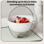 Cestello a doppio strato per lavare e scolare frutta e verdura, ideale per la cucina domestica e per scolare il riso., Transparent White