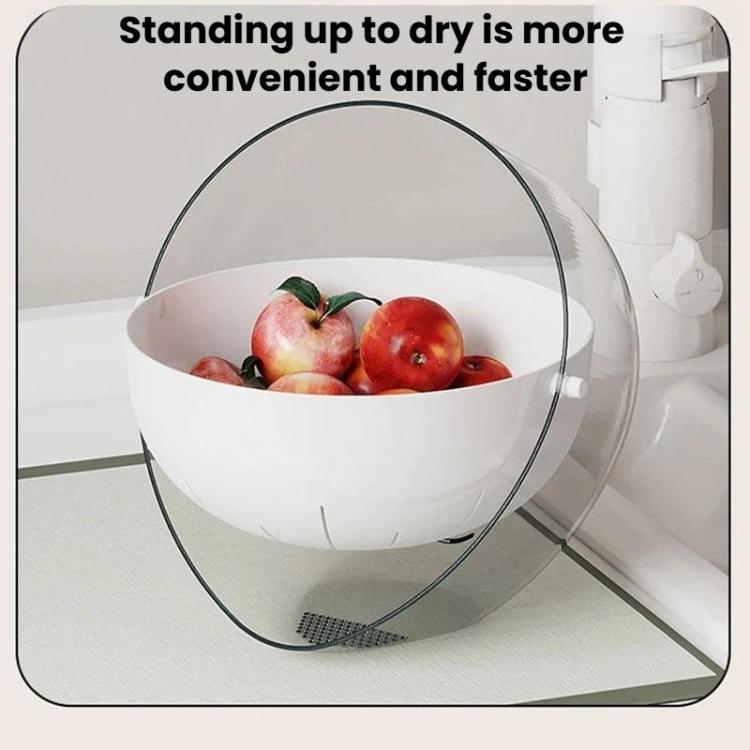 Cestello a doppio strato per lavare e scolare frutta e verdura, ideale per la cucina domestica e per scolare il riso., Transparent White