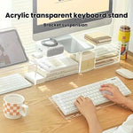 Supporto per tastiera da scrivania in acrilico, mensola per computer e staffa di supporto per la digitazione, Small, Large, Small With Anti-Slip Strip, Large With Anti-Slip Strip