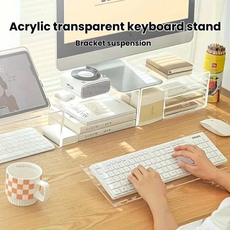 Supporto per tastiera da scrivania in acrilico, mensola per computer e staffa di supporto per la digitazione, Small, Large, Small With Anti-Slip Strip, Large With Anti-Slip Strip