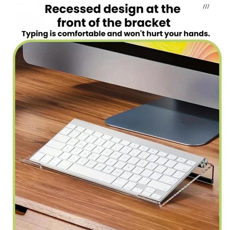Supporto per tastiera da scrivania in acrilico, mensola per computer e staffa di supporto per la digitazione, Small, Large, Small With Anti-Slip Strip, Large With Anti-Slip Strip
