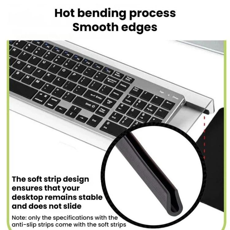 Supporto per tastiera da scrivania in acrilico, mensola per computer e staffa di supporto per la digitazione, Small, Large, Small With Anti-Slip Strip, Large With Anti-Slip Strip