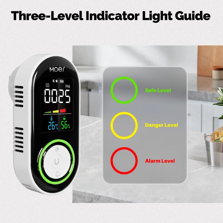 Sensore di allarme per il monitoraggio di temperatura e umidità del rilevatore di monossido di carbonio MOES, 3 In 1 US Plug, 3 In 1 EU Plug, 4 In 1 Gas US Plug, 4 In 1 Gas EU Plug, 4 In 1 Smoke US Plug, 4 In 1 Smoke EU Plug, 5 In 1 Gas+Smoke US Plug  ...