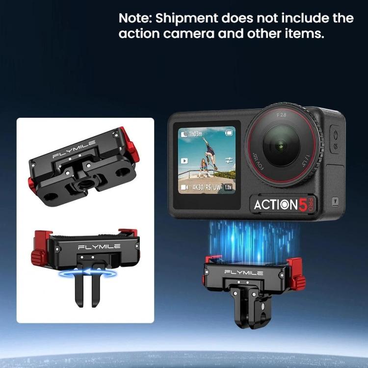 Adattatore a sgancio rapido magnetico Flymile per DJI Osmo 360 / Action 3 / 4 / 5 Pro, Aluminum Alloy
