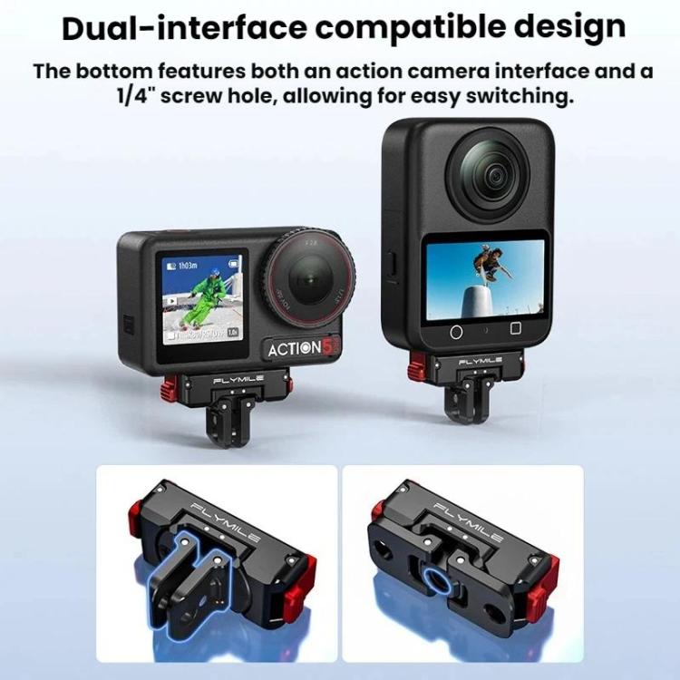 Adattatore a sgancio rapido magnetico Flymile per DJI Osmo 360 / Action 3 / 4 / 5 Pro, Aluminum Alloy