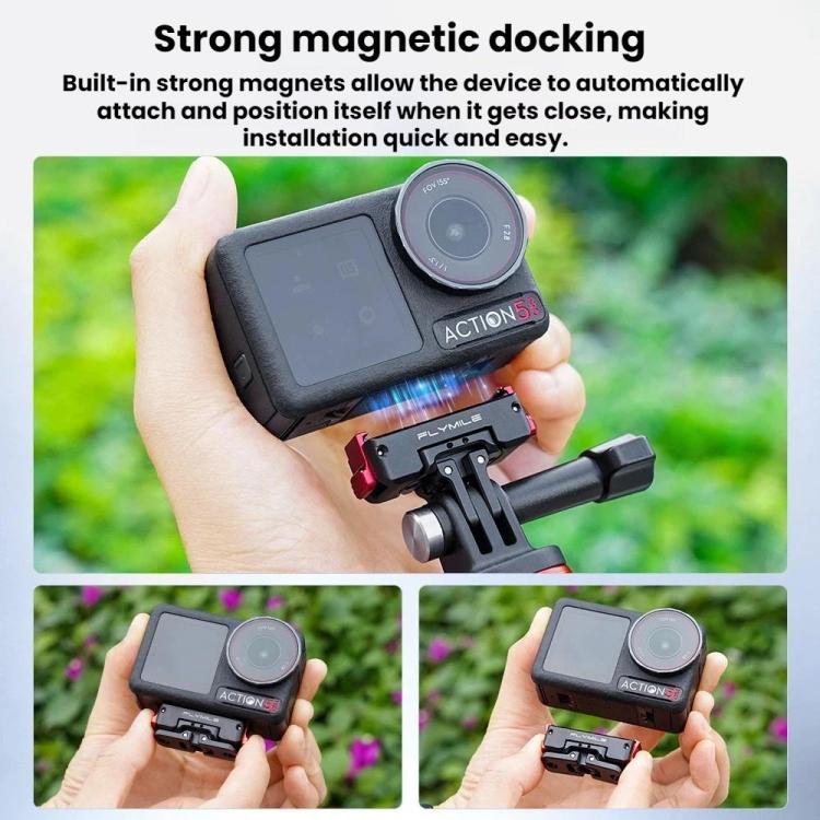 Adattatore a sgancio rapido magnetico Flymile per DJI Osmo 360 / Action 3 / 4 / 5 Pro, Aluminum Alloy