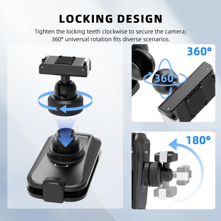 Tracolla a sgancio rapido magnetico per zaino BRDRC Action Cameras, For DJI Action 6 / Nano, For DJI Action 3 / 4 / 5Pro / Osmo 360, For Insta360 Ace Pro 1 / 2 / ACE / X5, For Gopro, 1/4 Interface