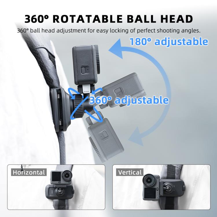 Tracolla a sgancio rapido magnetico per zaino BRDRC Action Cameras, For DJI Action 6 / Nano, For DJI Action 3 / 4 / 5Pro / Osmo 360, For Insta360 Ace Pro 1 / 2 / ACE / X5, For Gopro, 1/4 Interface