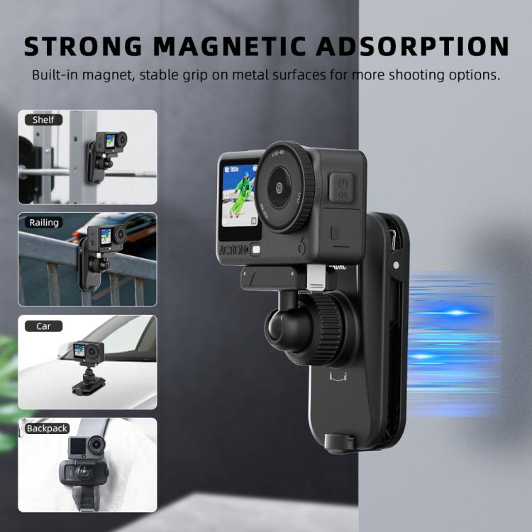 Tracolla a sgancio rapido magnetico per zaino BRDRC Action Cameras, For DJI Action 6 / Nano, For DJI Action 3 / 4 / 5Pro / Osmo 360, For Insta360 Ace Pro 1 / 2 / ACE / X5, For Gopro, 1/4 Interface
