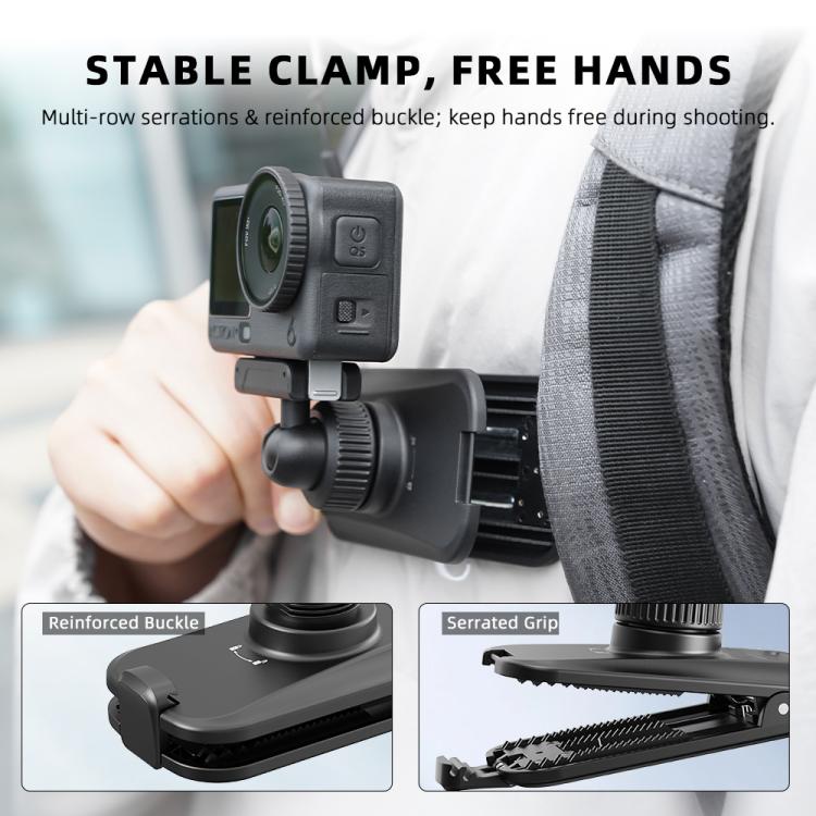 Tracolla a sgancio rapido magnetico per zaino BRDRC Action Cameras, For DJI Action 6 / Nano, For DJI Action 3 / 4 / 5Pro / Osmo 360, For Insta360 Ace Pro 1 / 2 / ACE / X5, For Gopro, 1/4 Interface