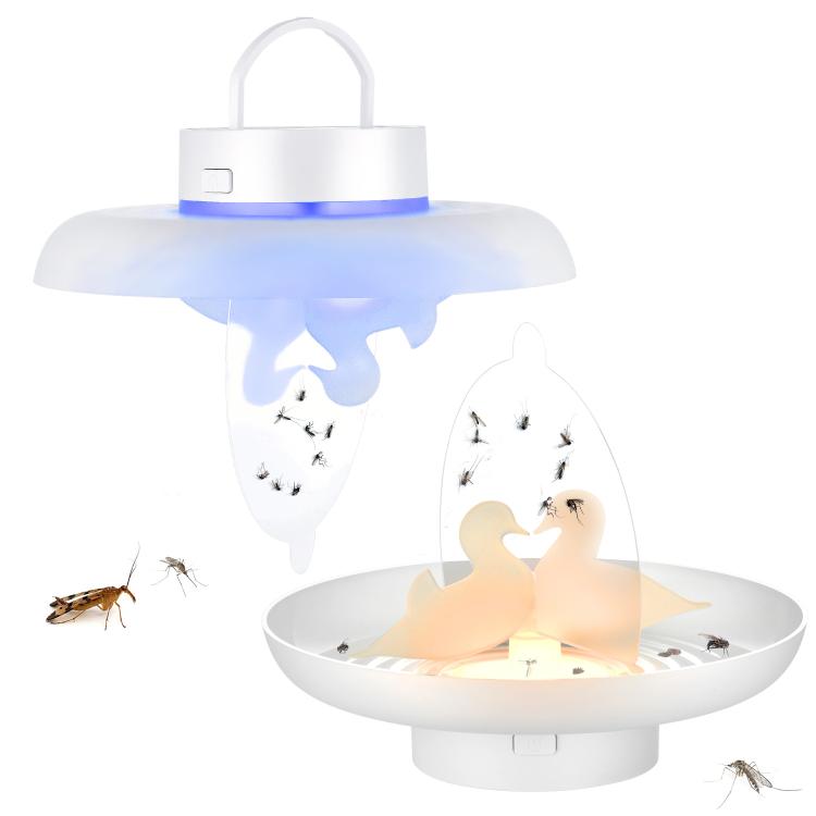 Trappola per pulci e zanzare, alimentata tramite USB/batterie AAA, per interni ed esterni, con luce blu e calda.