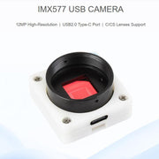 Telecamera USB IMX577 da 12 MP con risoluzione 3840 x 3024, plug and play, compatibile con obiettivi C/CS., 33161