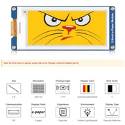 Display E-Paper da 2,9 pollici WAVESHARE, display E-Ink, 296x128, rosso/giallo/nero/bianco, interfaccia SPI, Raw Display, With Driver Board