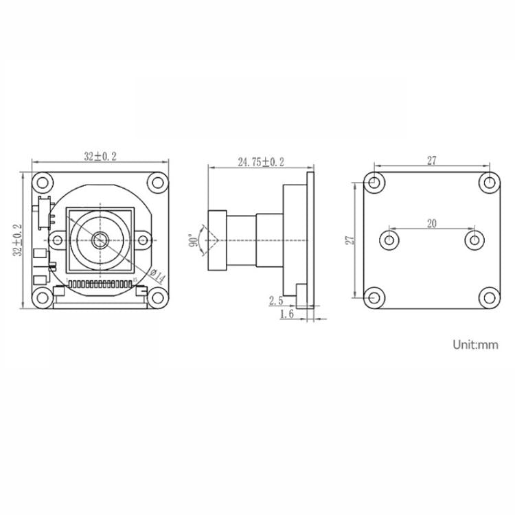 Telecamera IMX327 2MP con filtro IR-CUT per Raspberry Pi