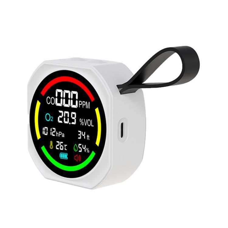Monitor ambientale multigass portatile, misuratore di qualità dell'aria ricaricabile, 6 In 1 CO/O2/BP/ALT/T/H, 3 In 1 CO/ Temp/Humidity