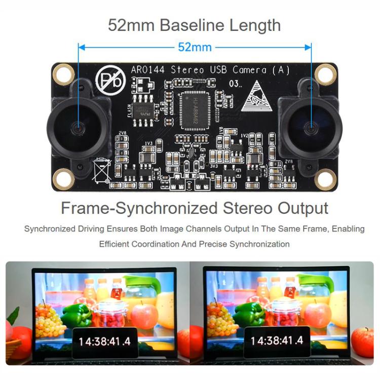 Modulo fotocamera USB stereo WAVESHARE AR0144 da 2 MP, 32695