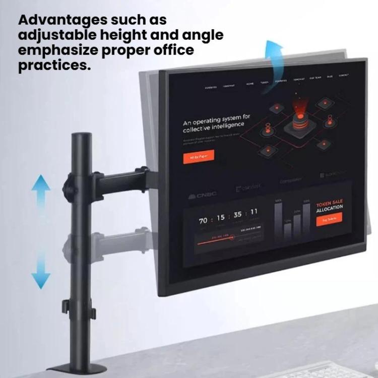 Desk Clamp Monitor Stand with Telescopic Arm, 40cm Height-Adjustable Pole Mount for Computer Screens, Pole Mount