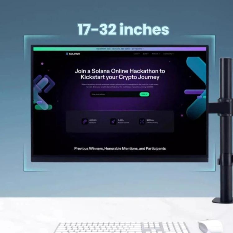 Desk Clamp Monitor Stand with Telescopic Arm, 40cm Height-Adjustable Pole Mount for Computer Screens, Pole Mount