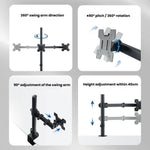 Desk Clamp Monitor Stand with Telescopic Arm, 40cm Height-Adjustable Pole Mount for Computer Screens, Pole Mount
