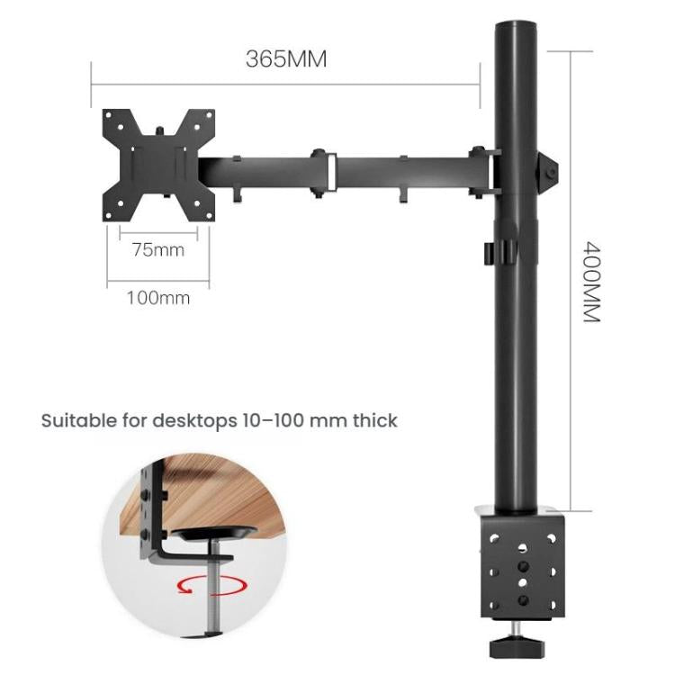 Desk Clamp Monitor Stand with Telescopic Arm, 40cm Height-Adjustable Pole Mount for Computer Screens, Pole Mount