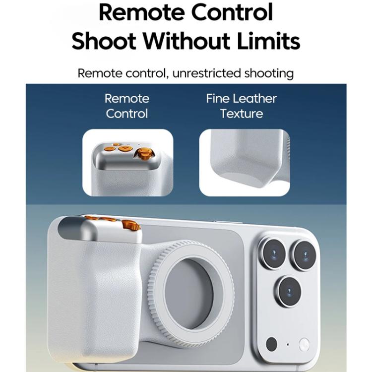 Supporto magnetico per fotocamera, telecomando wireless Bluetooth con zoom, stabilizzatore fotografico portatile., White Without Light