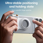 Supporto magnetico per fotocamera, telecomando wireless Bluetooth con zoom, stabilizzatore fotografico portatile., White Without Light